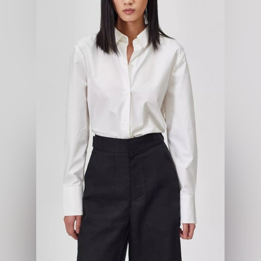Equipment Shirt Cotton Charlize Open-Back Long Sleeve White